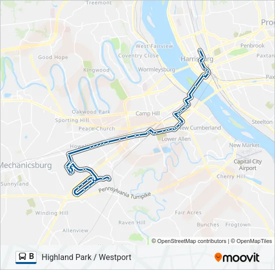 B Bus Line Map