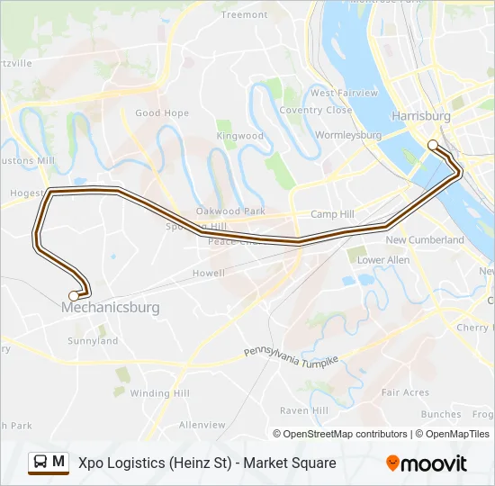 M Bus Line Map