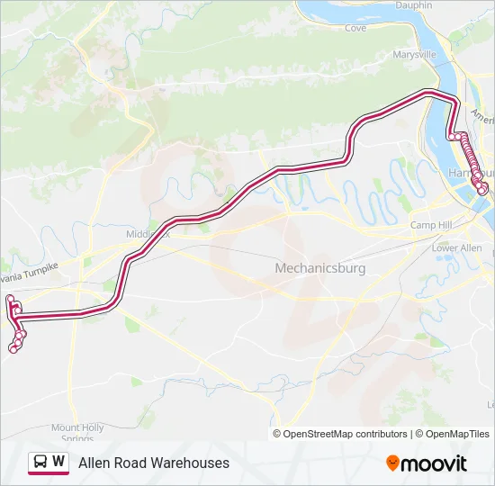 W Bus Line Map