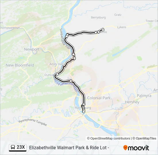 23X Bus Line Map