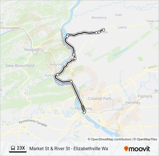 23X Bus Line Map