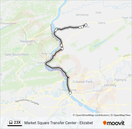 23X Bus Line Map