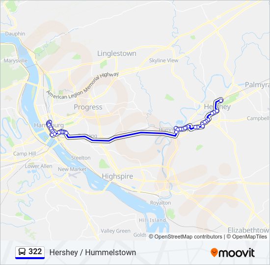 322 bus Line Map