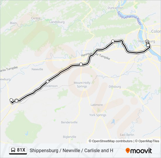 81X bus Line Map