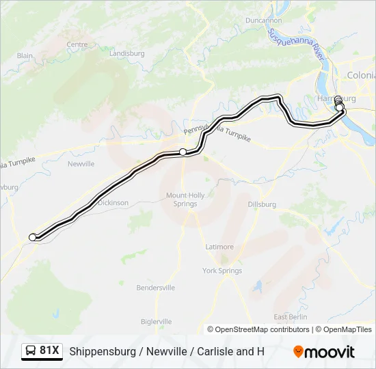 81X Bus Line Map