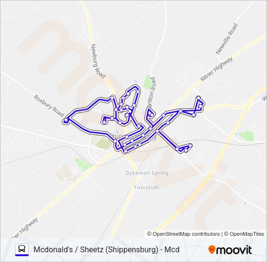 RRT BLUE Bus Line Map