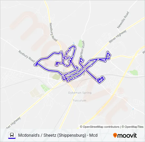 RRT BLUE Bus Line Map