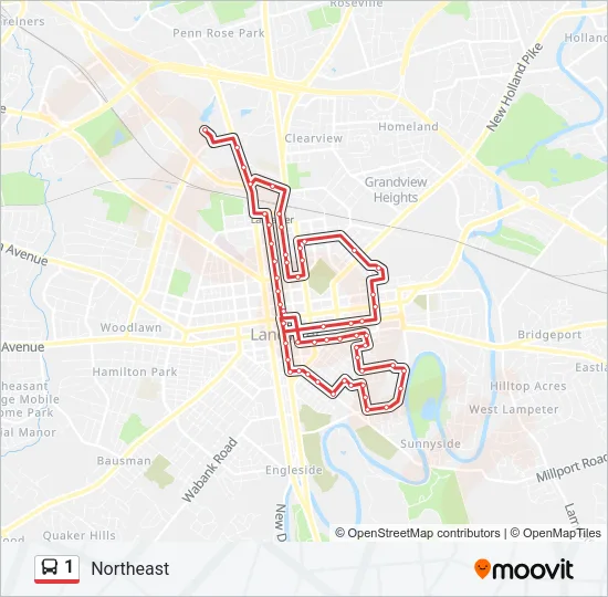 1 Bus Line Map