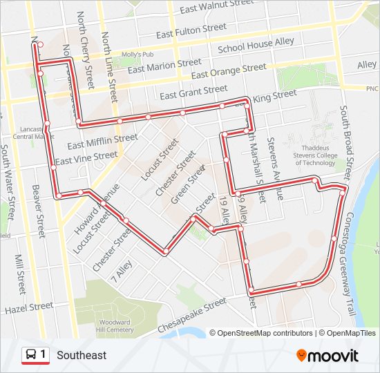 1 Bus Line Map