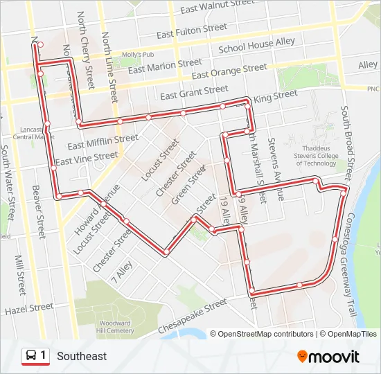 1 Bus Line Map