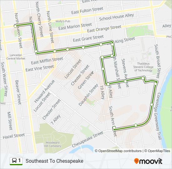 1 bus Line Map