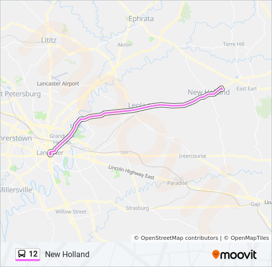 Rt Routes And Schedules 12 Route: Schedules, Stops & Maps - New Holland To Lancaster (Updated)