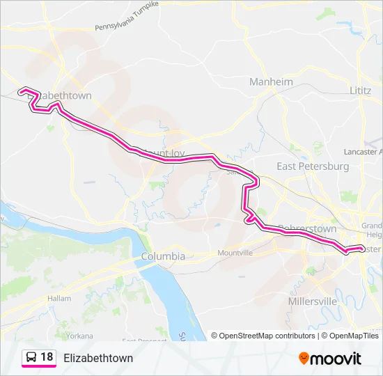18 Bus Line Map