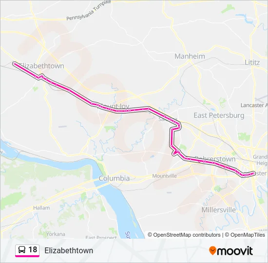 18 Bus Line Map