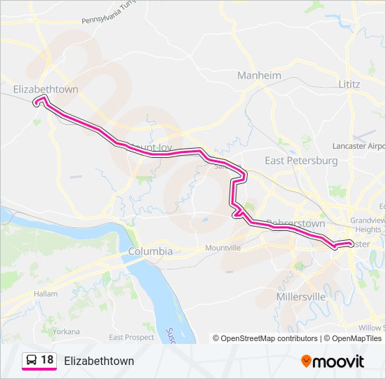 18 bus Line Map