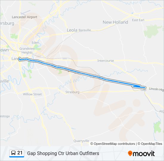 21 bus Line Map