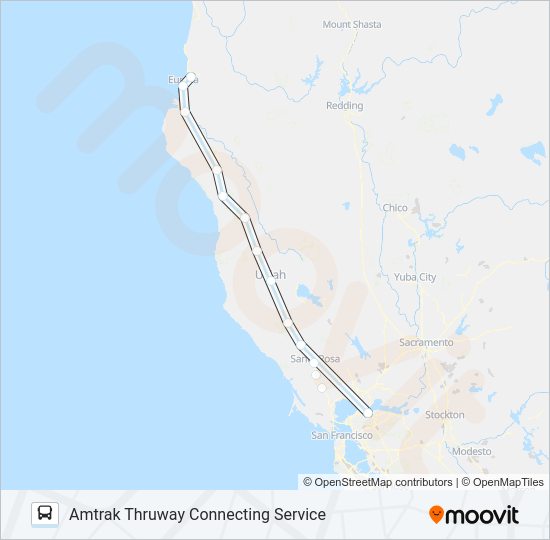 AMTRAK THRUWAY CONNECTING SERVICE bus Line Map