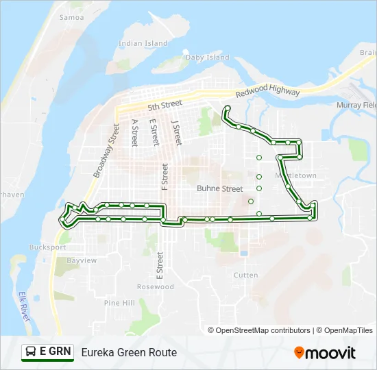 E GRN Bus Line Map
