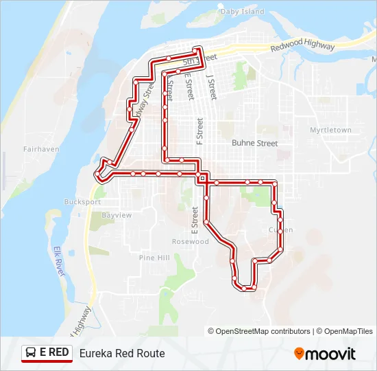 E RED Bus Line Map