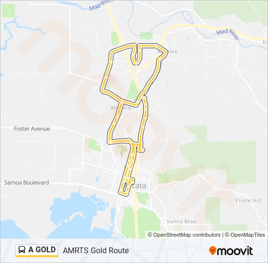 A GOLD bus Line Map