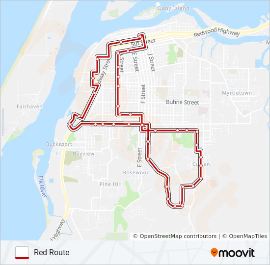 Mapa de RED ROUTE de autobús