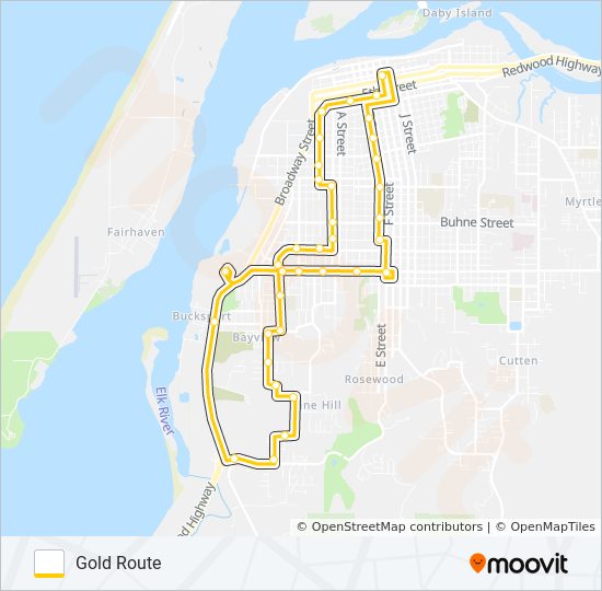 GOLD ROUTE bus Line Map