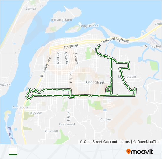 GREEN ROUTE bus Line Map