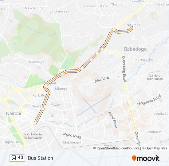 43 bus Line Map