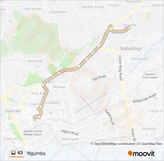 43 Bus Line Map