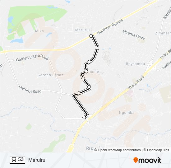 53 bus Line Map