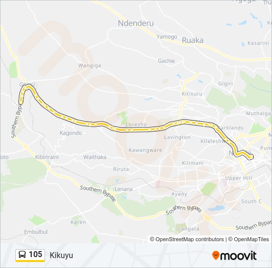 105 Bus Line Map