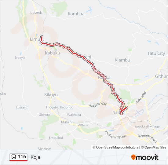 116 bus Line Map