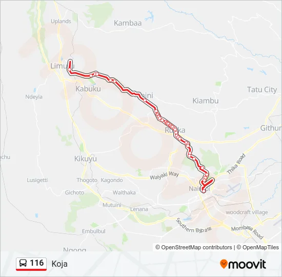 116 Bus Line Map
