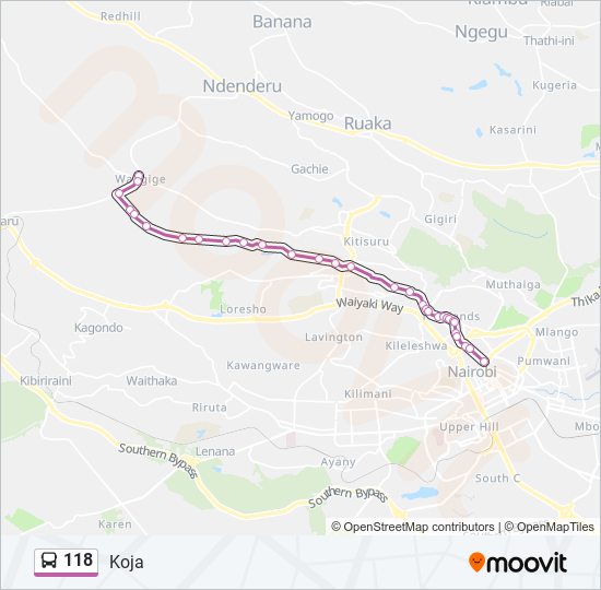 118 bus Line Map