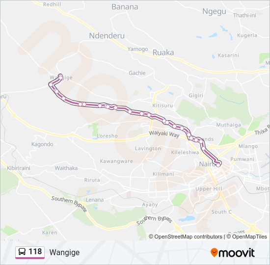 118 bus Line Map