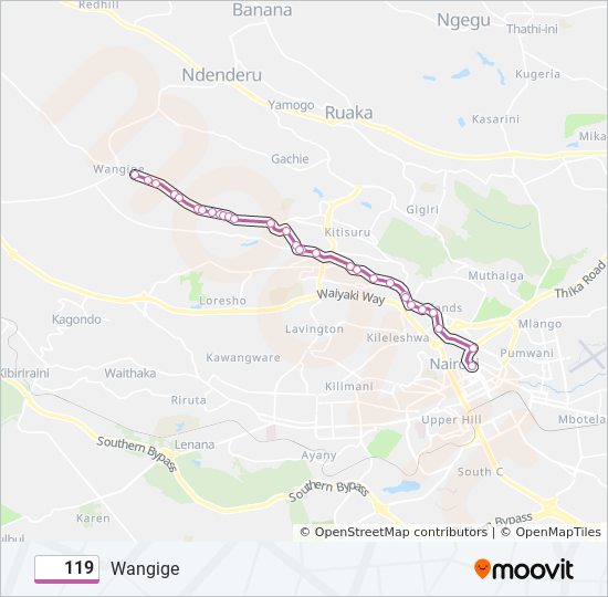 119 bus Line Map
