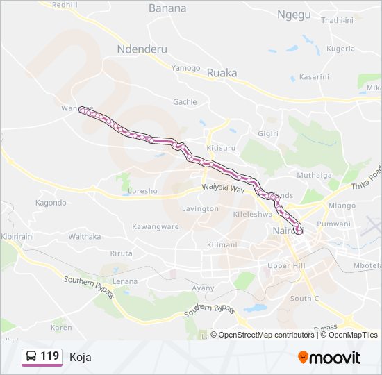 119 bus Line Map