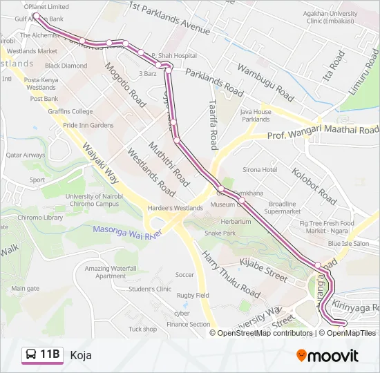 11B Bus Line Map