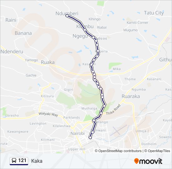 121 bus Line Map