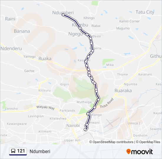 121 bus Line Map