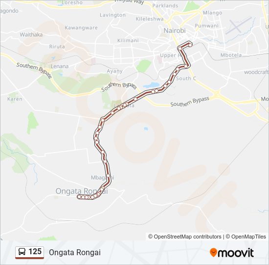 125 bus Line Map