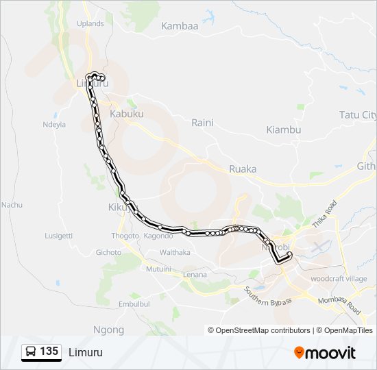 135 bus Line Map