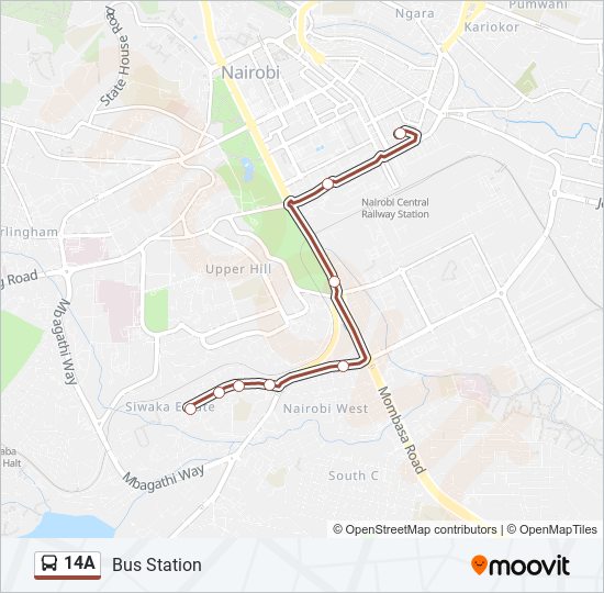 14A bus Line Map