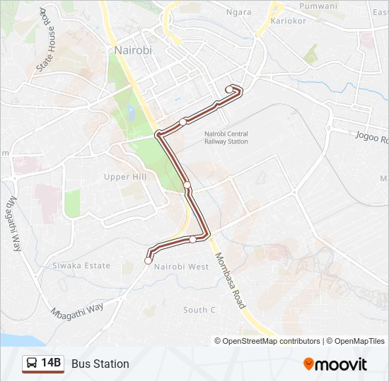 14B bus Line Map