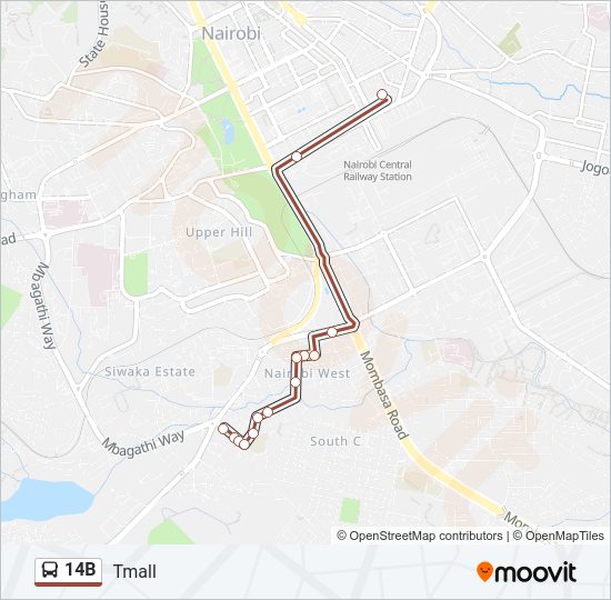 14B bus Line Map