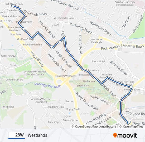 23W bus Line Map