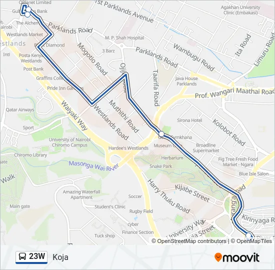 23W Bus Line Map