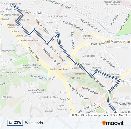 23W Bus Line Map