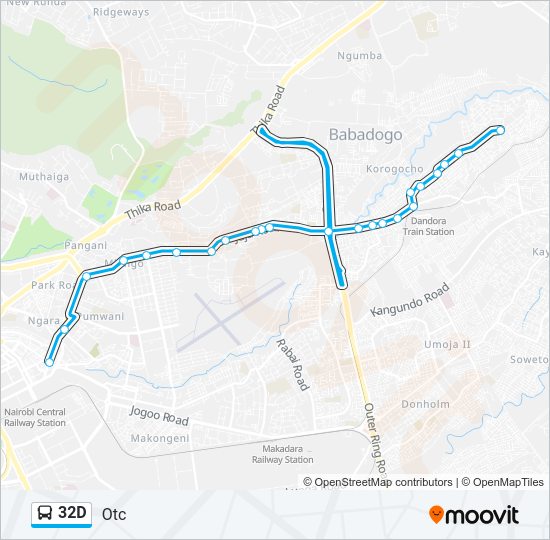 32D Bus Line Map