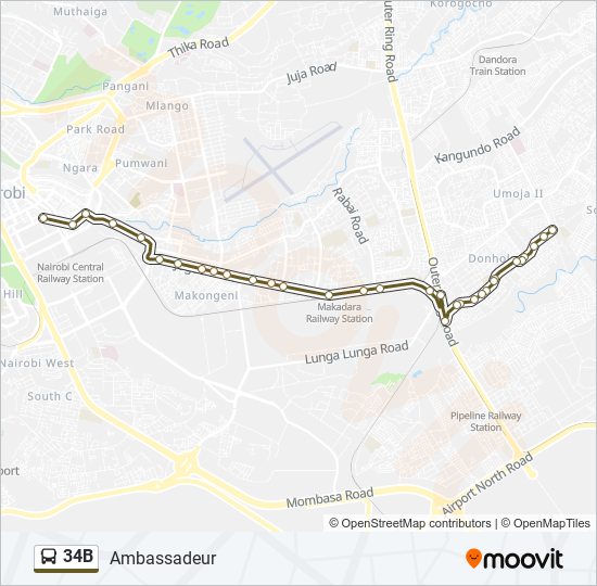 34B bus Line Map